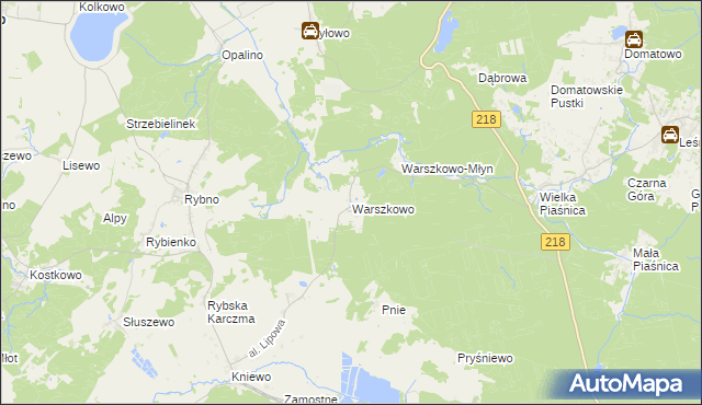 mapa Warszkowo gmina Wejherowo, Warszkowo gmina Wejherowo na mapie Targeo