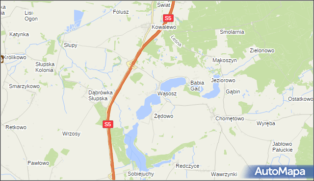 mapa Wąsosz gmina Szubin, Wąsosz gmina Szubin na mapie Targeo