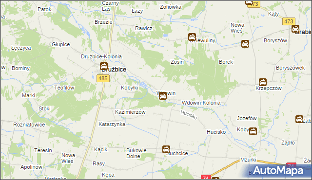 mapa Wdowin, Wdowin na mapie Targeo