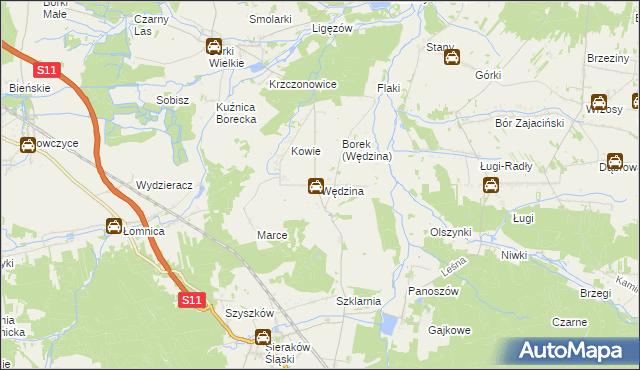 mapa Wędzina, Wędzina na mapie Targeo