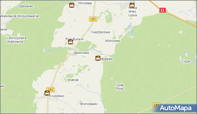 mapa Węglewo gmina Ujście, Węglewo gmina Ujście na mapie Targeo