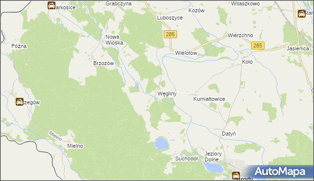 mapa Węgliny, Węgliny na mapie Targeo