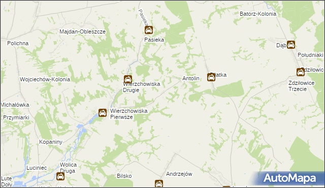 mapa Węgliska gmina Modliborzyce, Węgliska gmina Modliborzyce na mapie Targeo