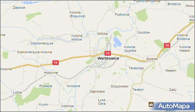 mapa Werbkowice, Werbkowice na mapie Targeo