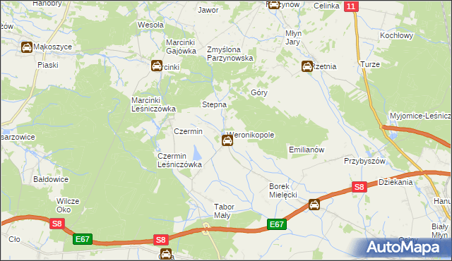 mapa Weronikopole, Weronikopole na mapie Targeo