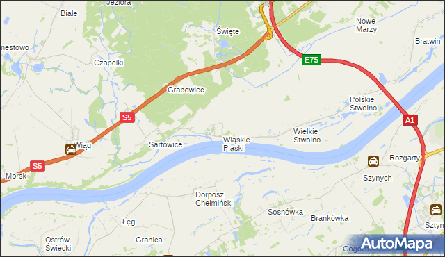 mapa Wiąskie Piaski, Wiąskie Piaski na mapie Targeo