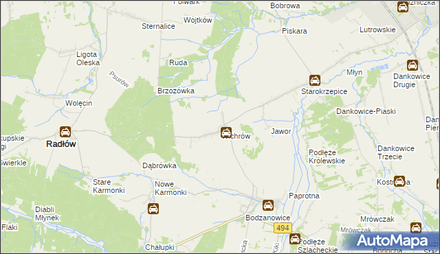 mapa Wichrów gmina Radłów, Wichrów gmina Radłów na mapie Targeo