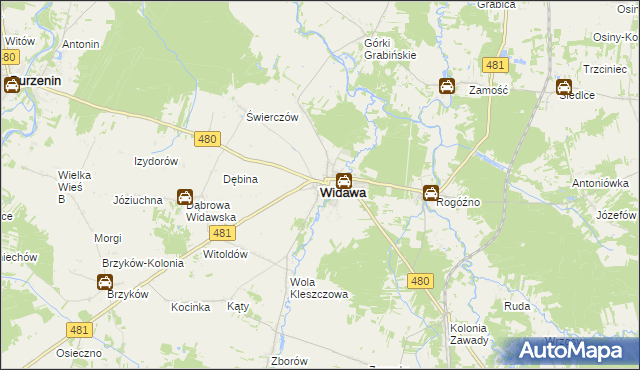 mapa Widawa powiat łaski, Widawa powiat łaski na mapie Targeo