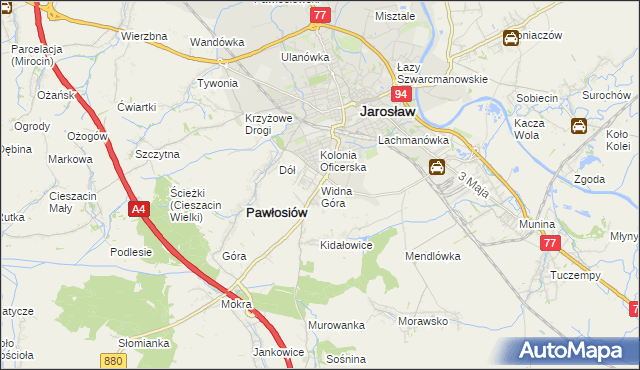 mapa Widna Góra, Widna Góra na mapie Targeo