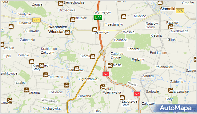 mapa Widoma gmina Iwanowice, Widoma gmina Iwanowice na mapie Targeo