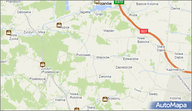 mapa Więcków, Więcków na mapie Targeo