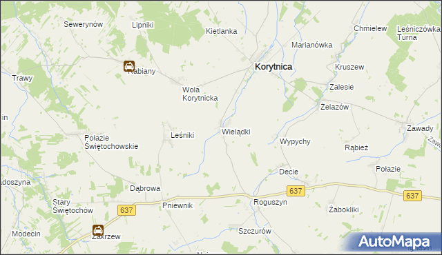 mapa Wielądki, Wielądki na mapie Targeo