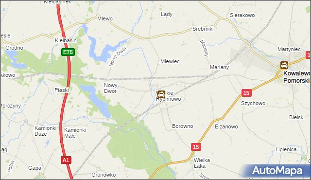 mapa Wielkie Rychnowo, Wielkie Rychnowo na mapie Targeo