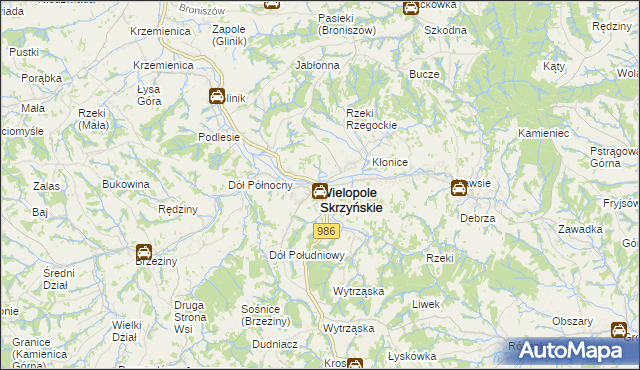 mapa Wielopole Skrzyńskie, Wielopole Skrzyńskie na mapie Targeo