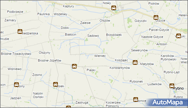 mapa Wieniec gmina Iłów, Wieniec gmina Iłów na mapie Targeo
