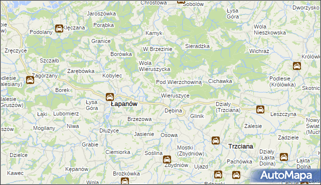 mapa Wieruszyce, Wieruszyce na mapie Targeo