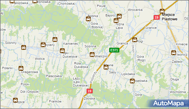 mapa Wietrzno gmina Dukla, Wietrzno gmina Dukla na mapie Targeo