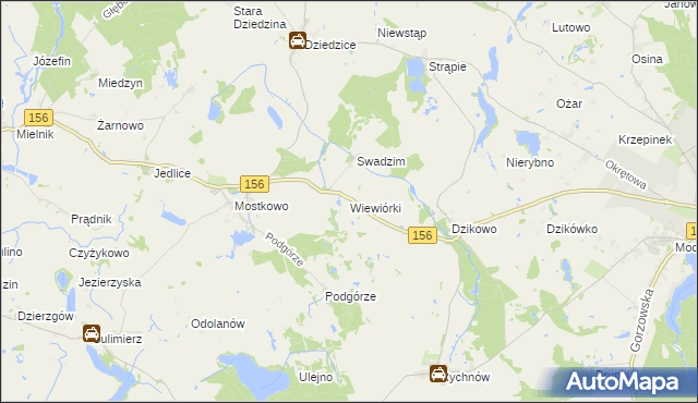 mapa Wiewiórki gmina Barlinek, Wiewiórki gmina Barlinek na mapie Targeo