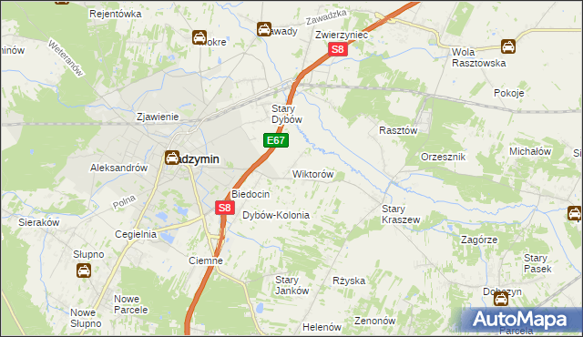 mapa Wiktorów gmina Radzymin, Wiktorów gmina Radzymin na mapie Targeo