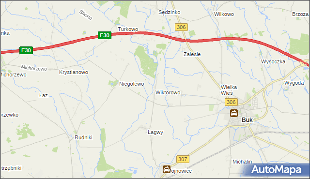 mapa Wiktorowo gmina Buk, Wiktorowo gmina Buk na mapie Targeo