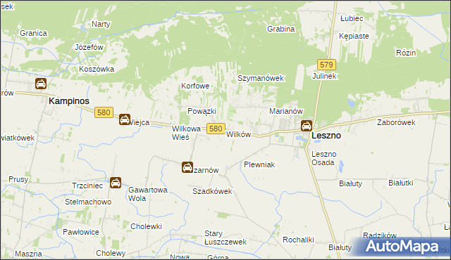 mapa Wilków gmina Leszno, Wilków gmina Leszno na mapie Targeo