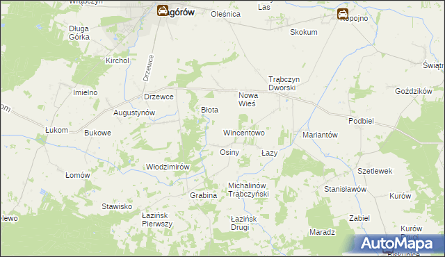 mapa Wincentowo gmina Zagórów, Wincentowo gmina Zagórów na mapie Targeo