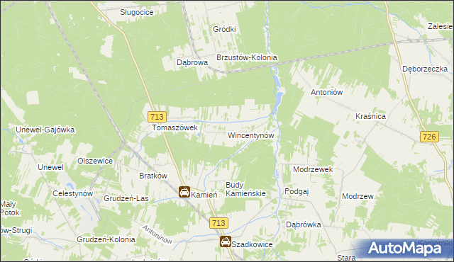 mapa Wincentynów, Wincentynów na mapie Targeo