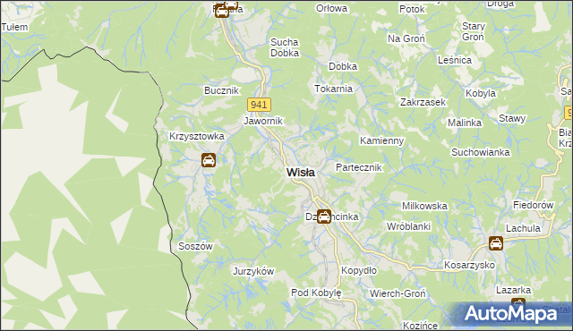 mapa Wisła, Wisła na mapie Targeo