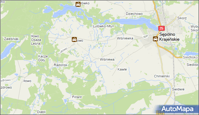 mapa Wiśniewa gmina Sępólno Krajeńskie, Wiśniewa gmina Sępólno Krajeńskie na mapie Targeo