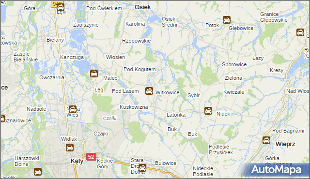 mapa Witkowice gmina Kęty, Witkowice gmina Kęty na mapie Targeo