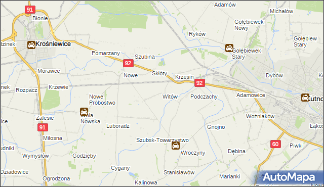 mapa Witów gmina Krośniewice, Witów gmina Krośniewice na mapie Targeo