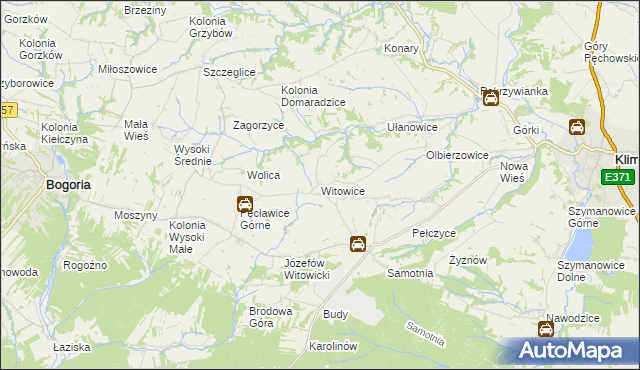 mapa Witowice gmina Bogoria, Witowice gmina Bogoria na mapie Targeo