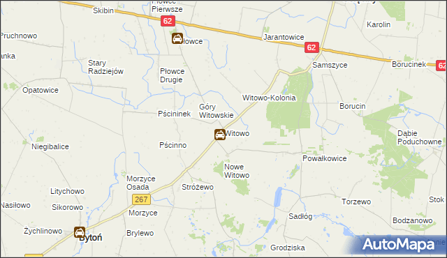 mapa Witowo gmina Bytoń, Witowo gmina Bytoń na mapie Targeo