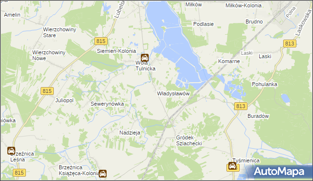 mapa Władysławów gmina Siemień, Władysławów gmina Siemień na mapie Targeo