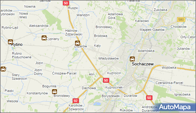 mapa Władysławów gmina Sochaczew, Władysławów gmina Sochaczew na mapie Targeo