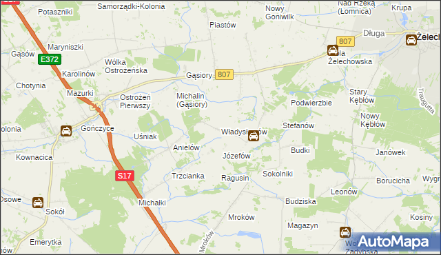 mapa Władysławów gmina Żelechów, Władysławów gmina Żelechów na mapie Targeo