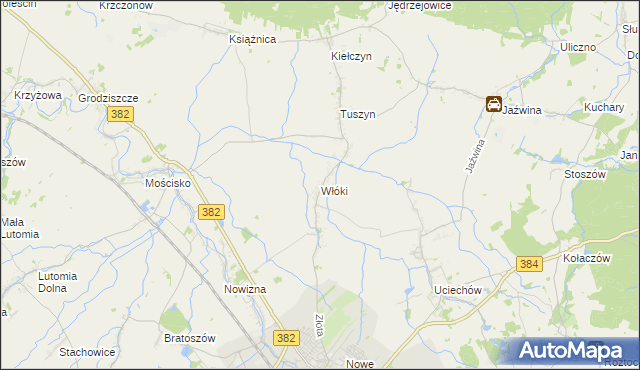 mapa Włóki gmina Dzierżoniów, Włóki gmina Dzierżoniów na mapie Targeo