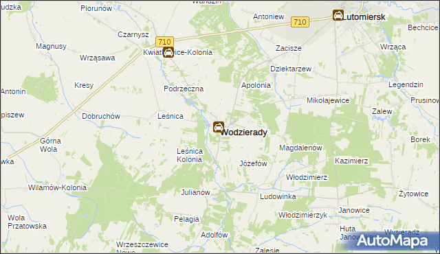 mapa Wodzierady, Wodzierady na mapie Targeo