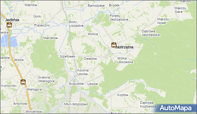 mapa Wojciechów gmina Jastrzębia, Wojciechów gmina Jastrzębia na mapie Targeo