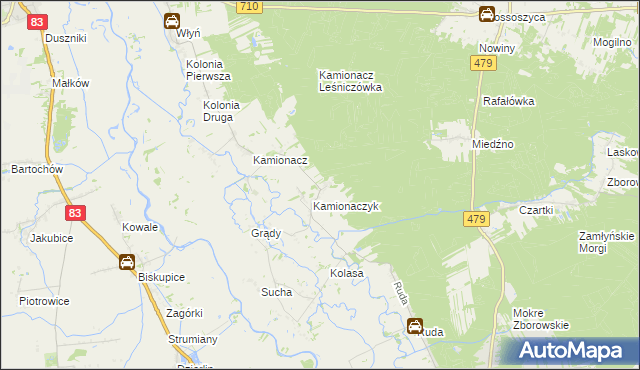 mapa Wojciechów gmina Sieradz, Wojciechów gmina Sieradz na mapie Targeo