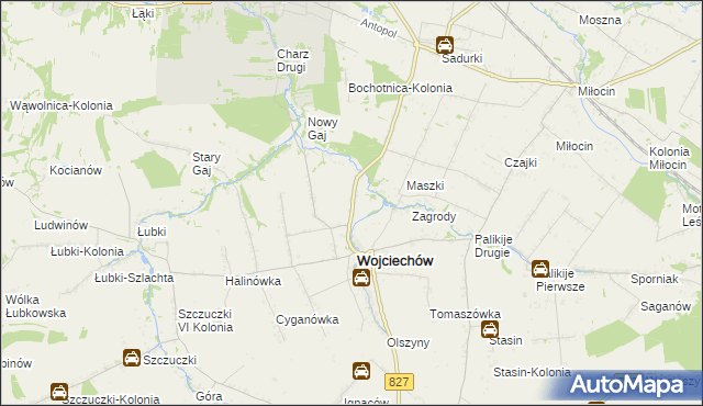 mapa Wojciechów-Kolonia Piąta, Wojciechów-Kolonia Piąta na mapie Targeo