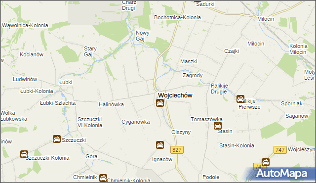 mapa Wojciechów powiat lubelski, Wojciechów powiat lubelski na mapie Targeo