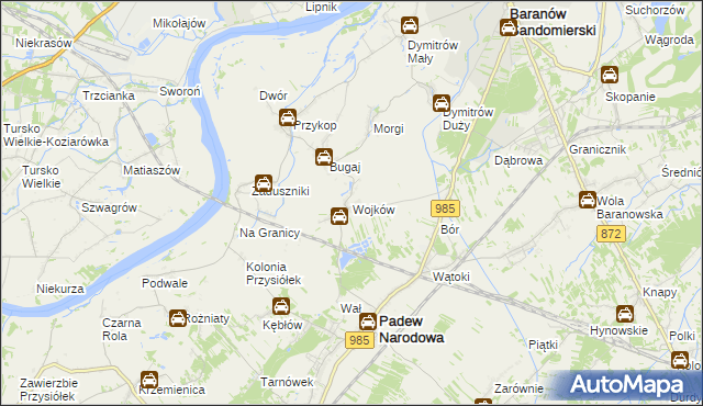 mapa Wojków gmina Padew Narodowa, Wojków gmina Padew Narodowa na mapie Targeo
