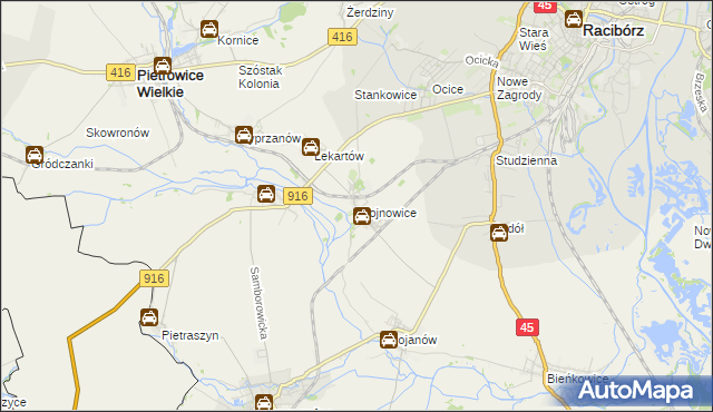 mapa Wojnowice gmina Krzanowice, Wojnowice gmina Krzanowice na mapie Targeo