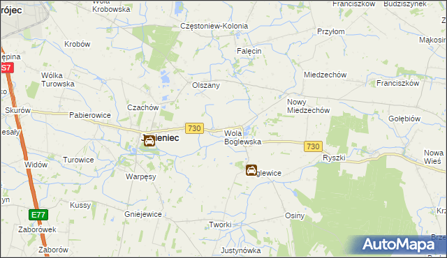 mapa Wola Boglewska, Wola Boglewska na mapie Targeo