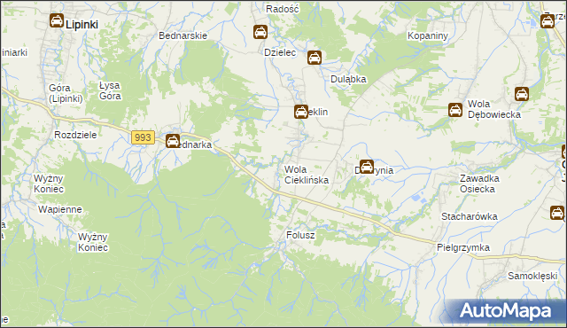 mapa Wola Cieklińska, Wola Cieklińska na mapie Targeo