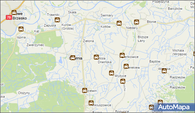 mapa Wola Drwińska, Wola Drwińska na mapie Targeo