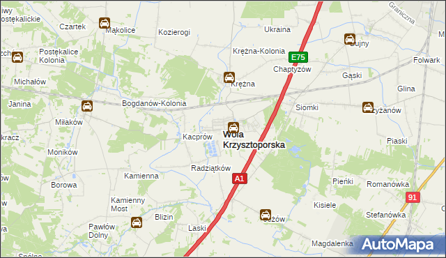 mapa Wola Krzysztoporska, Wola Krzysztoporska na mapie Targeo