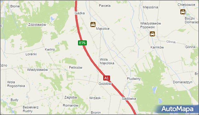 mapa Wola Mąkolska, Wola Mąkolska na mapie Targeo