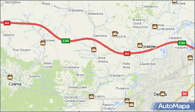 mapa Wola Wielka gmina Żyraków, Wola Wielka gmina Żyraków na mapie Targeo